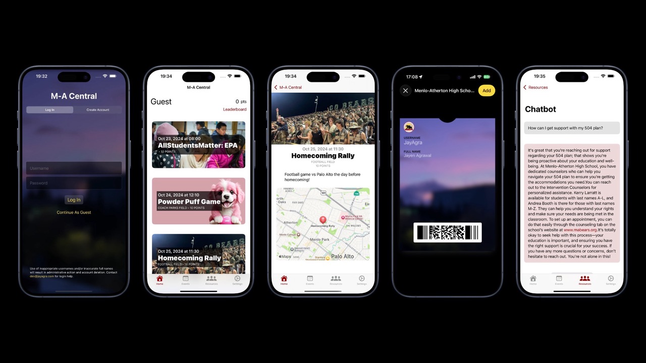 M-A Central interface and wallet pass.