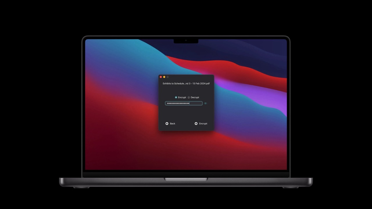 Turbid macOS file encryption interface.